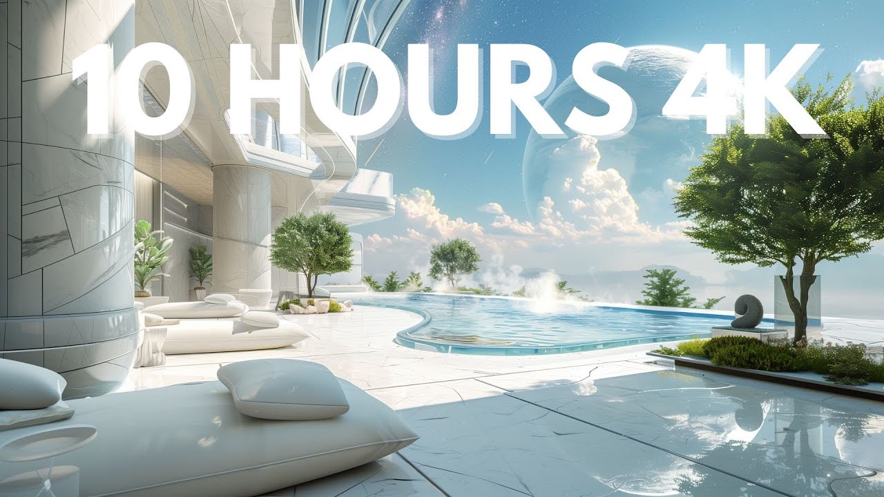 ULTIMATE SPACE POOL 2: 10 Hours Luxury Sci-Fi Ambience 🌊 Celestial Moon View 🌙 [4K]