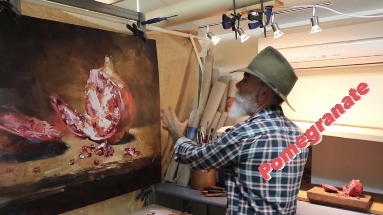 LARGER than LIFE Pomegranate!!!  Painting a Still Life in Oils / Chiaroscuro