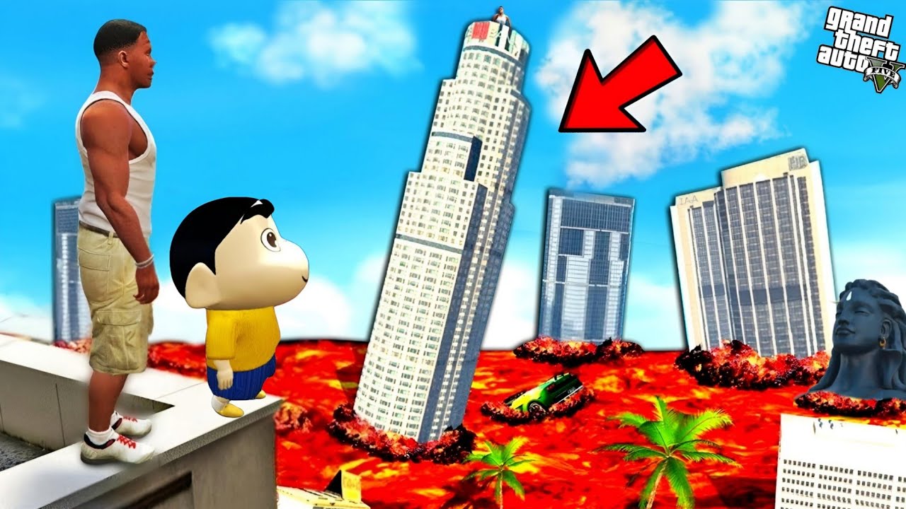 Biggest LAVA TSUNAMI In GTA 5 | Volcano LAVA Franklin And Shinchan ESCAPE