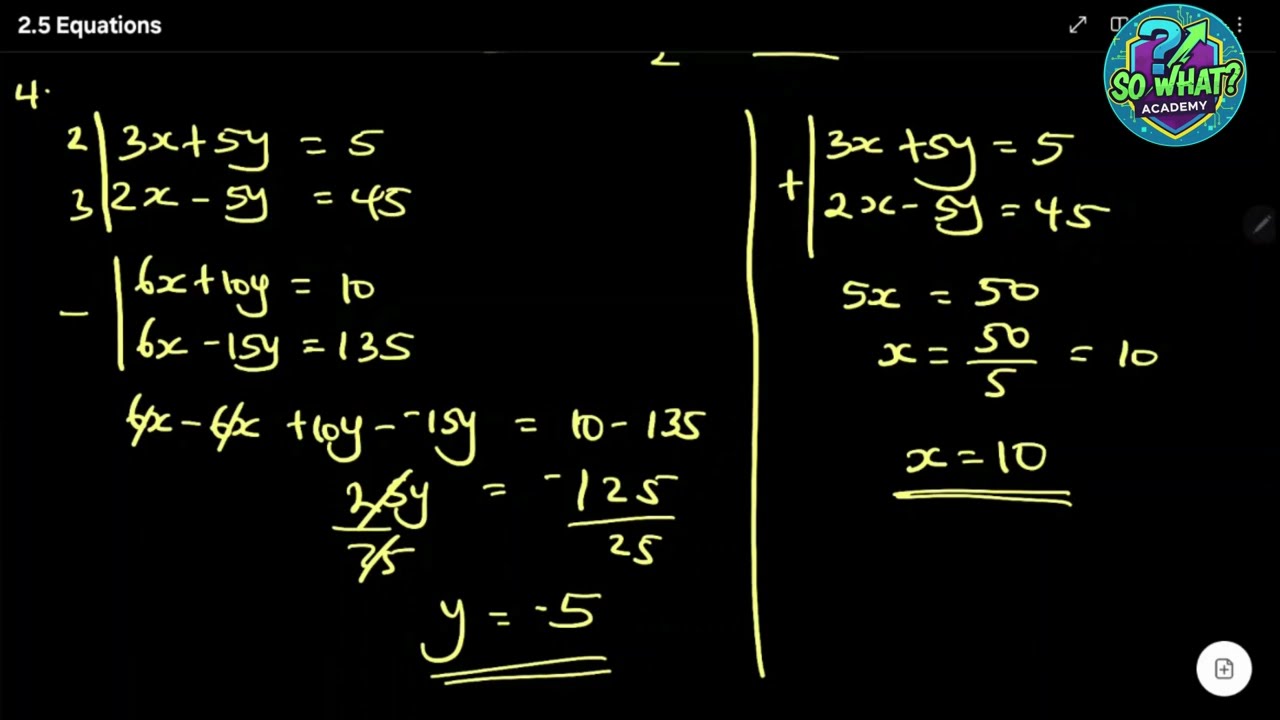 Exam-style questions: Solving equations using elimination & substitution methods
