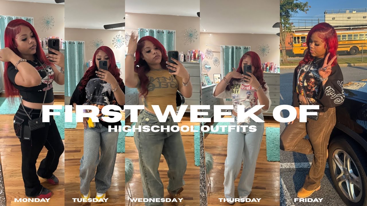 FIRST WEEK OF MY HIGH SCHOOL FITS| chit-chat, hair, outfit details, etc