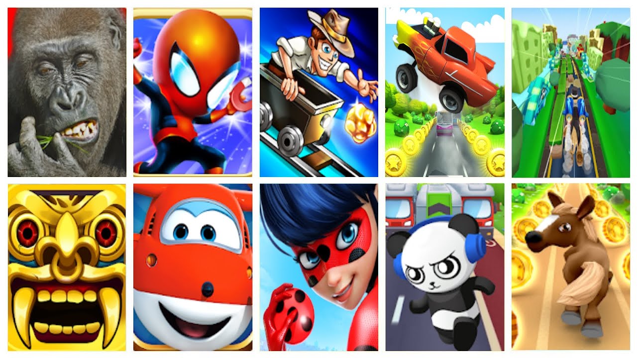 Runner Battle #6: Rail Rush, Subway Spider, Flying Gorilla, Super Wings, Miraculous Ladybug, Car Run