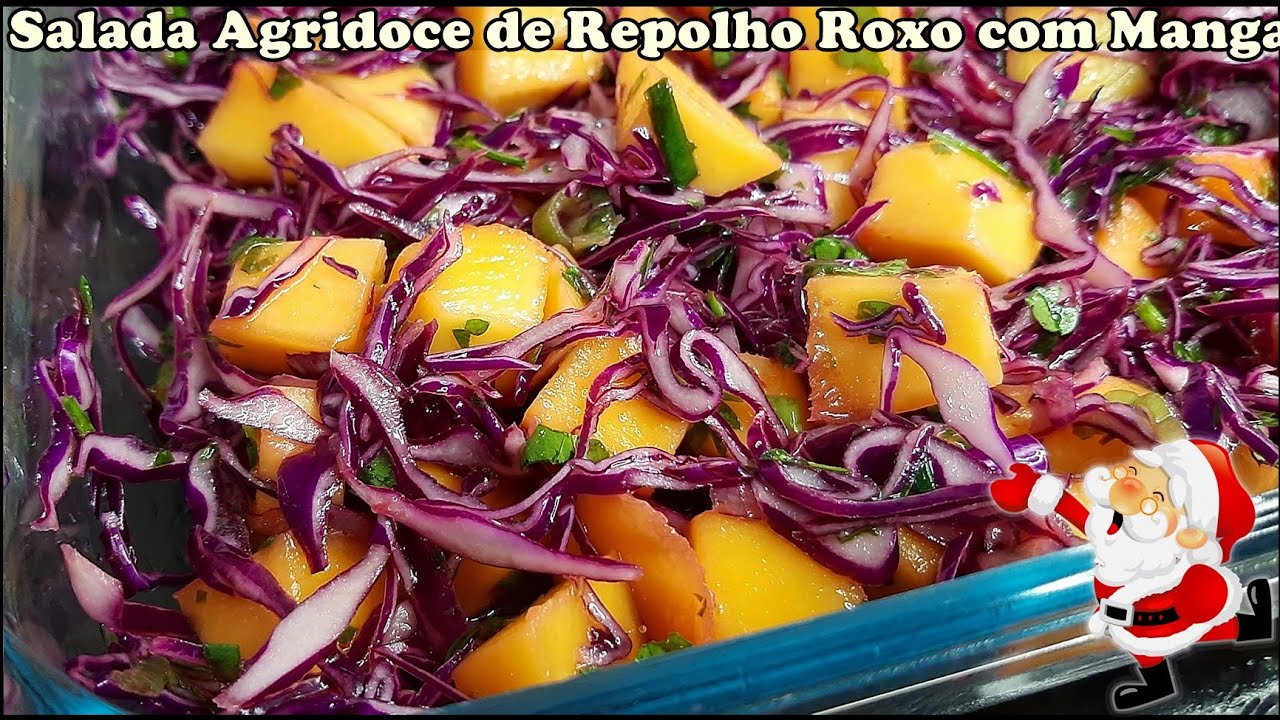 Salada Agridoce de Repolho Roxo com Manga