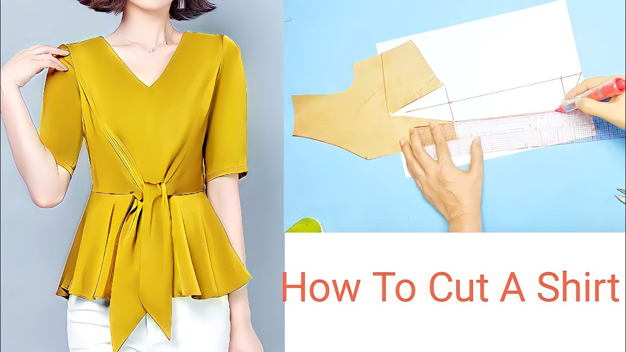 Thiết Kế Áo Peplum Buộc nơ| How To Cut A Shirt| Cutting Shirt