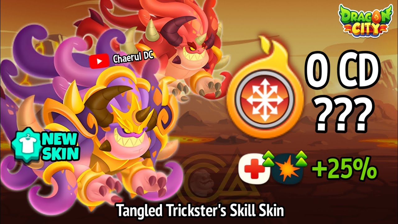 NO COOLDOWN? UNBELIEVABLE! TANGLED TRICKSTER WITH TANGLED SKILL SKIN REVIEW | #DragonCity