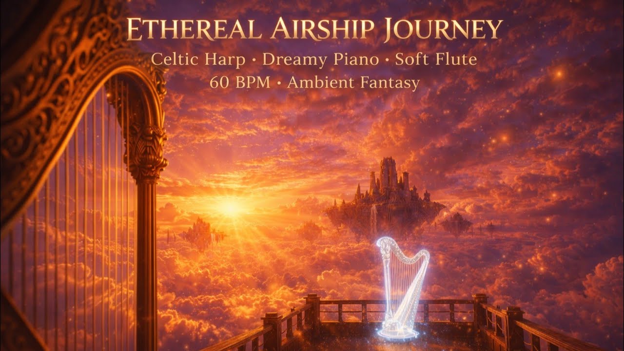 The Celestial Voyager: 2 Hours of Cozy Airship Journey Above the Cloud Sea ☁️🚢