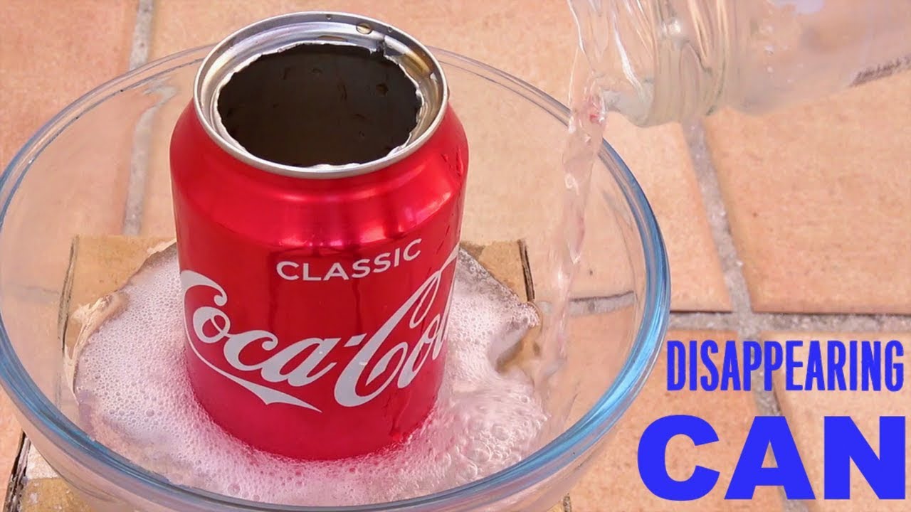 Disappearing Coca Cola Can experiment | Sodium hydroxide (lye) reaction