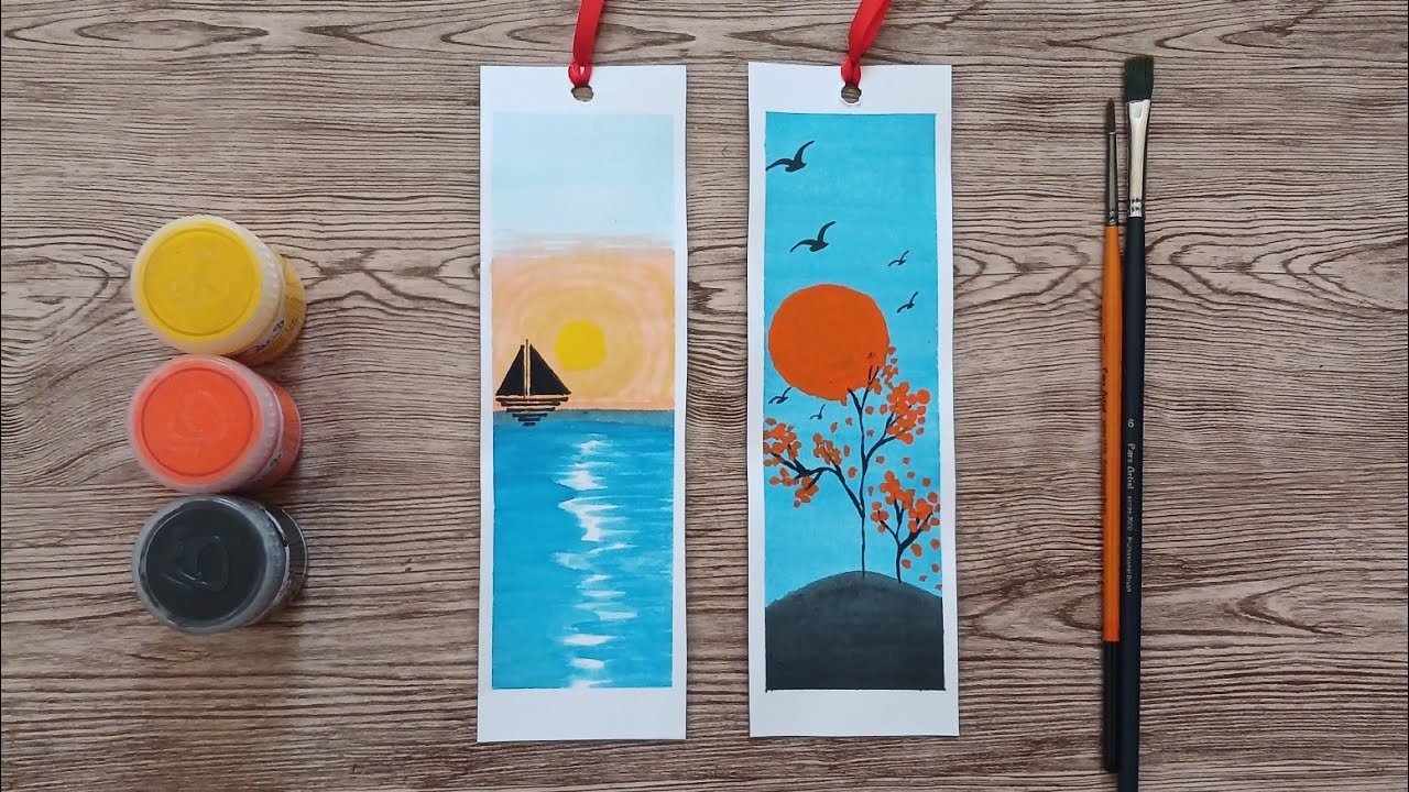 🎨 Gouache Bookmark less than 6 Mins | Easy DIY