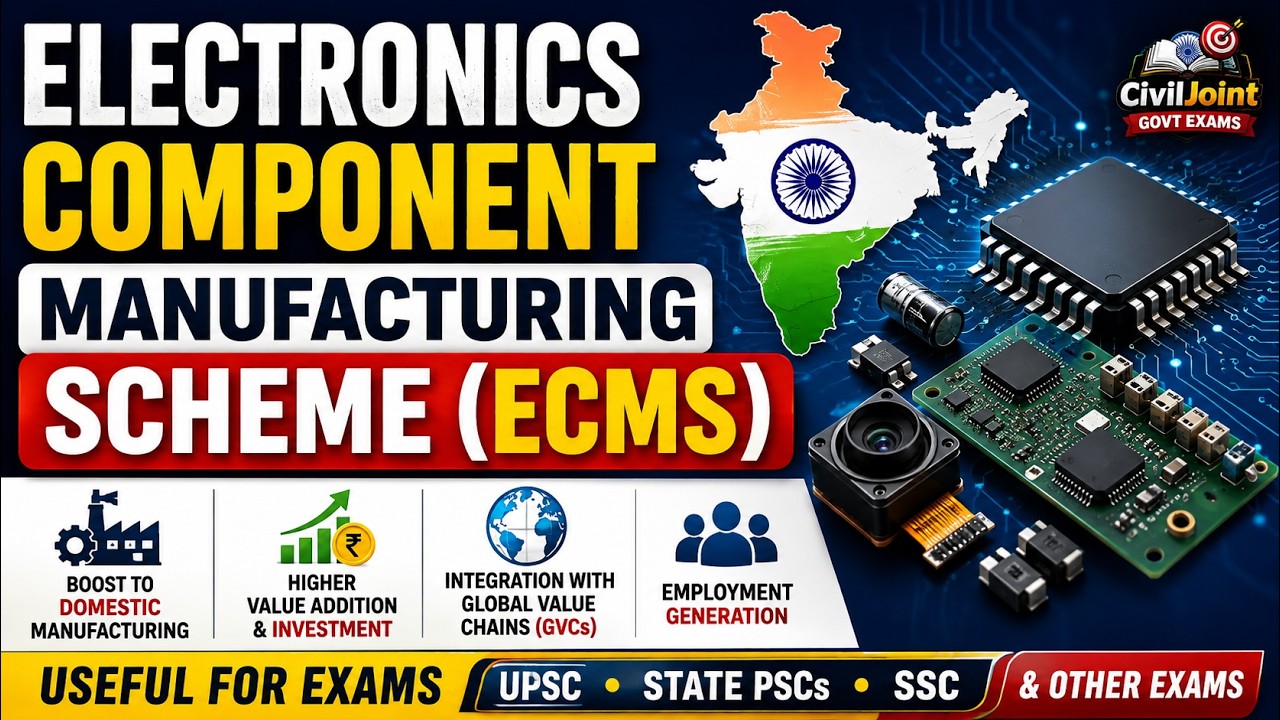 Electronics Component Manufacturing Scheme (ECMS) 2026 | ECMS Explained | UPSC, SSC, State PSC, CDS