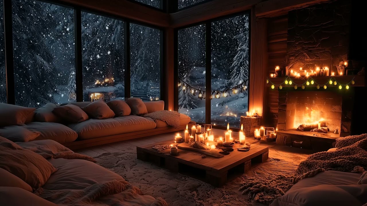 Cozy Warm Winter Fireplace & Calm Piano | Relaxing Ambience for Sleeping, Studying & Healing