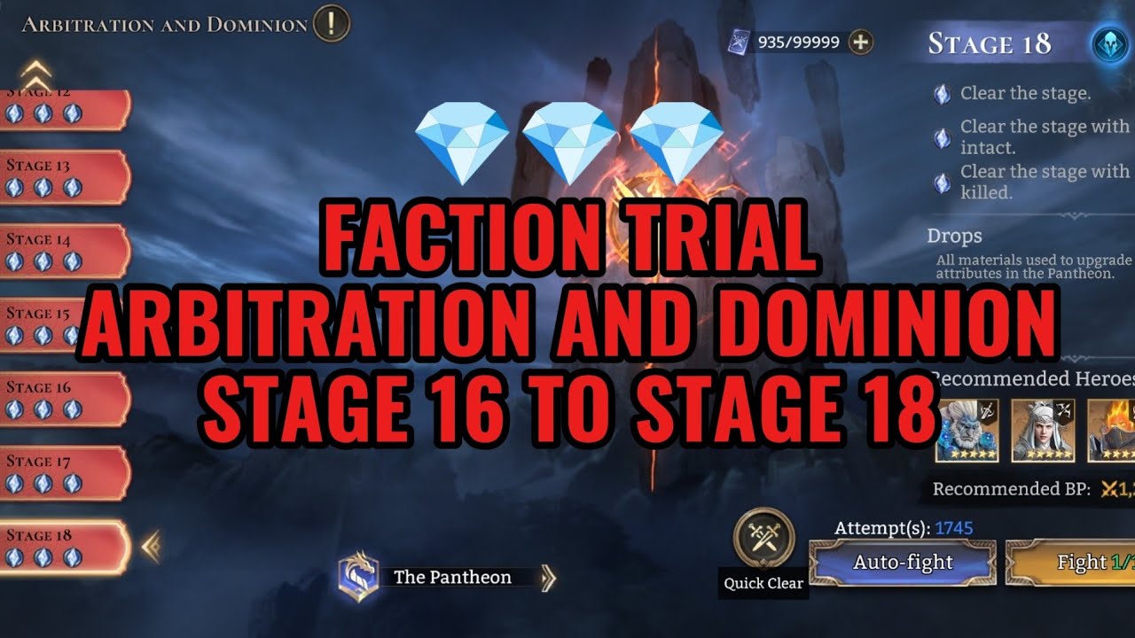 ARBITRATION AND DOMINION STAGE 16 TO STAGE 18 | WATCHER OF REALMS