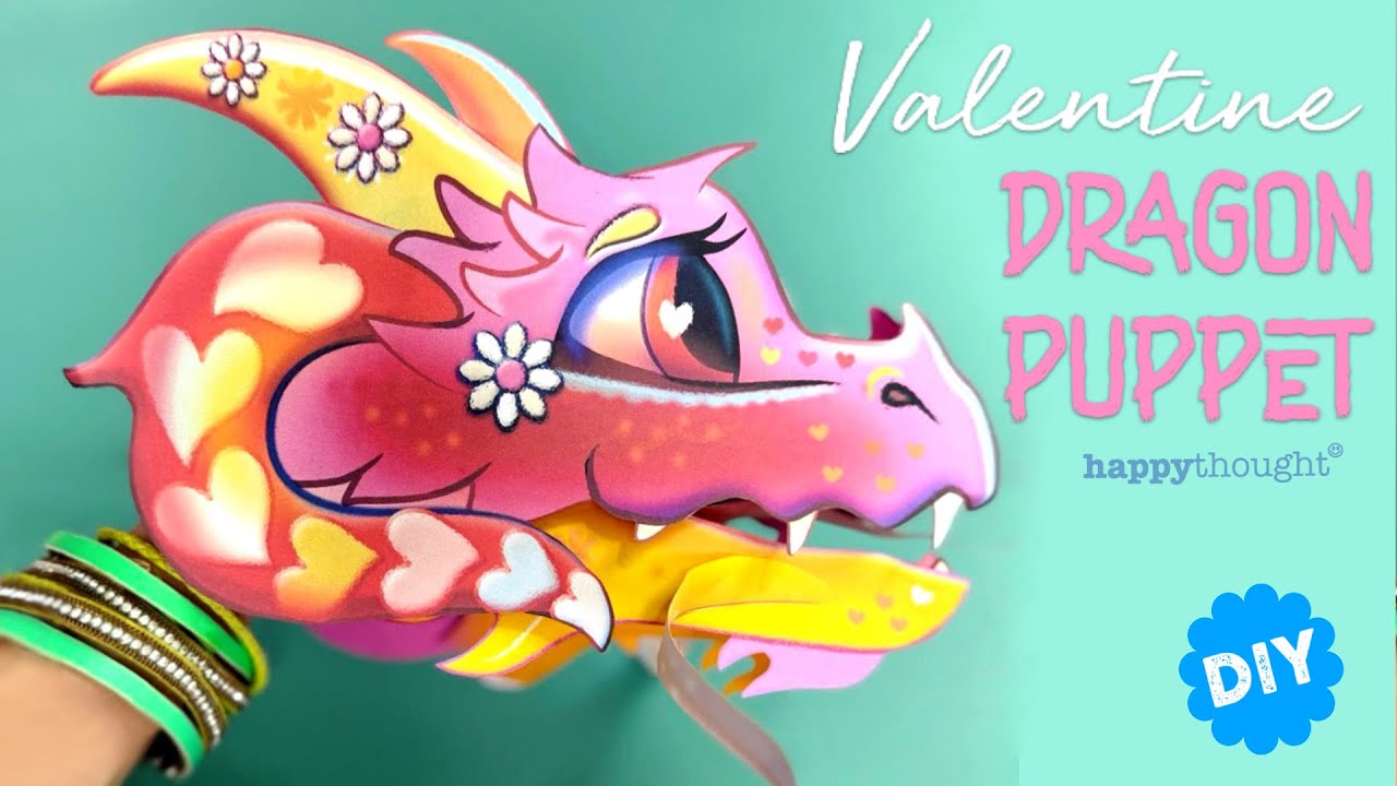DIY Valentine Dragon puppet tutorial. Easy DIY Festive Dragon puppet to make this Valentine's Day!