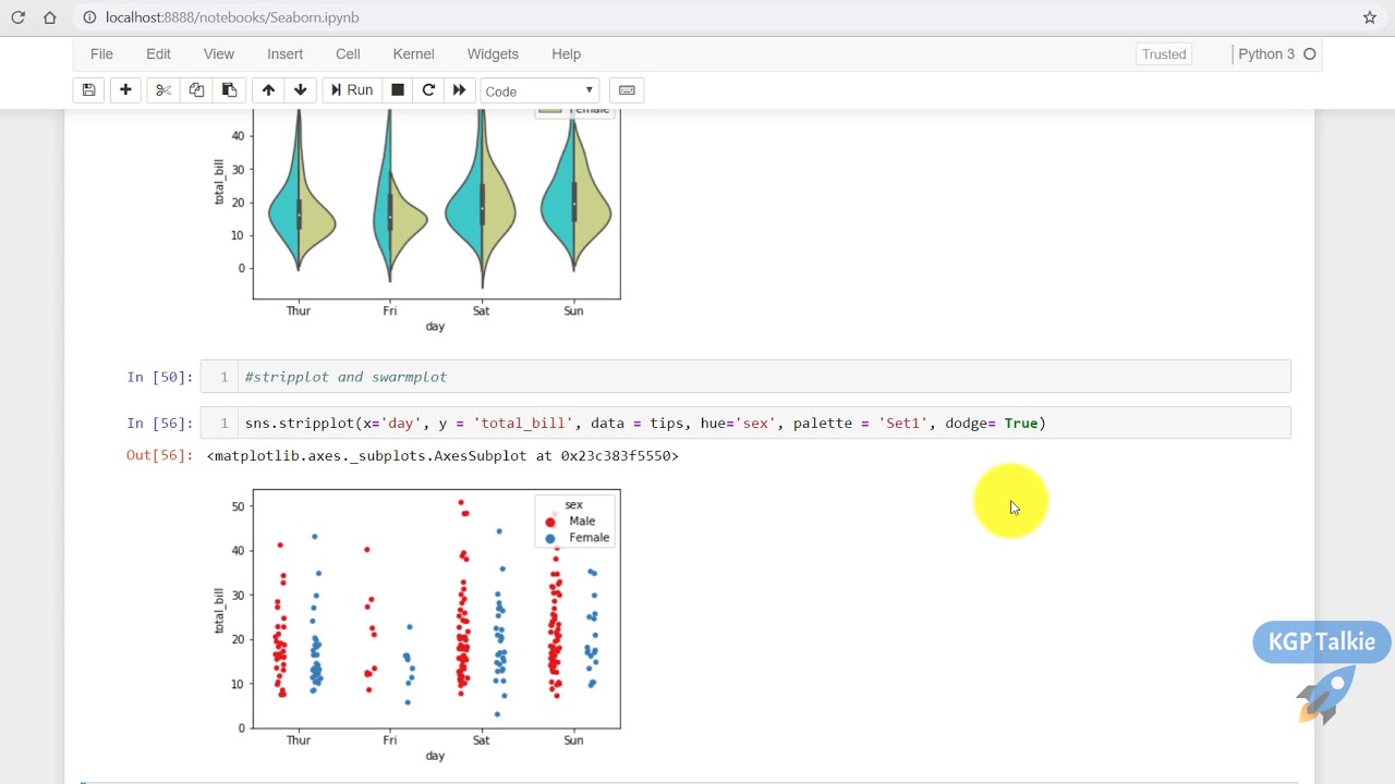 34 Machine Learning in Hindi- Seaborn Stripplot and Swarmplot | KGP Talkie