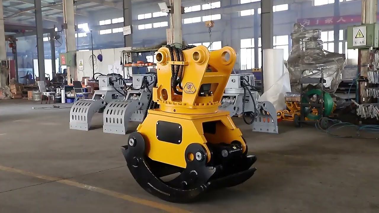 log grapple mini excavator rotating wood grapple timber grapple with hydraulic rotator