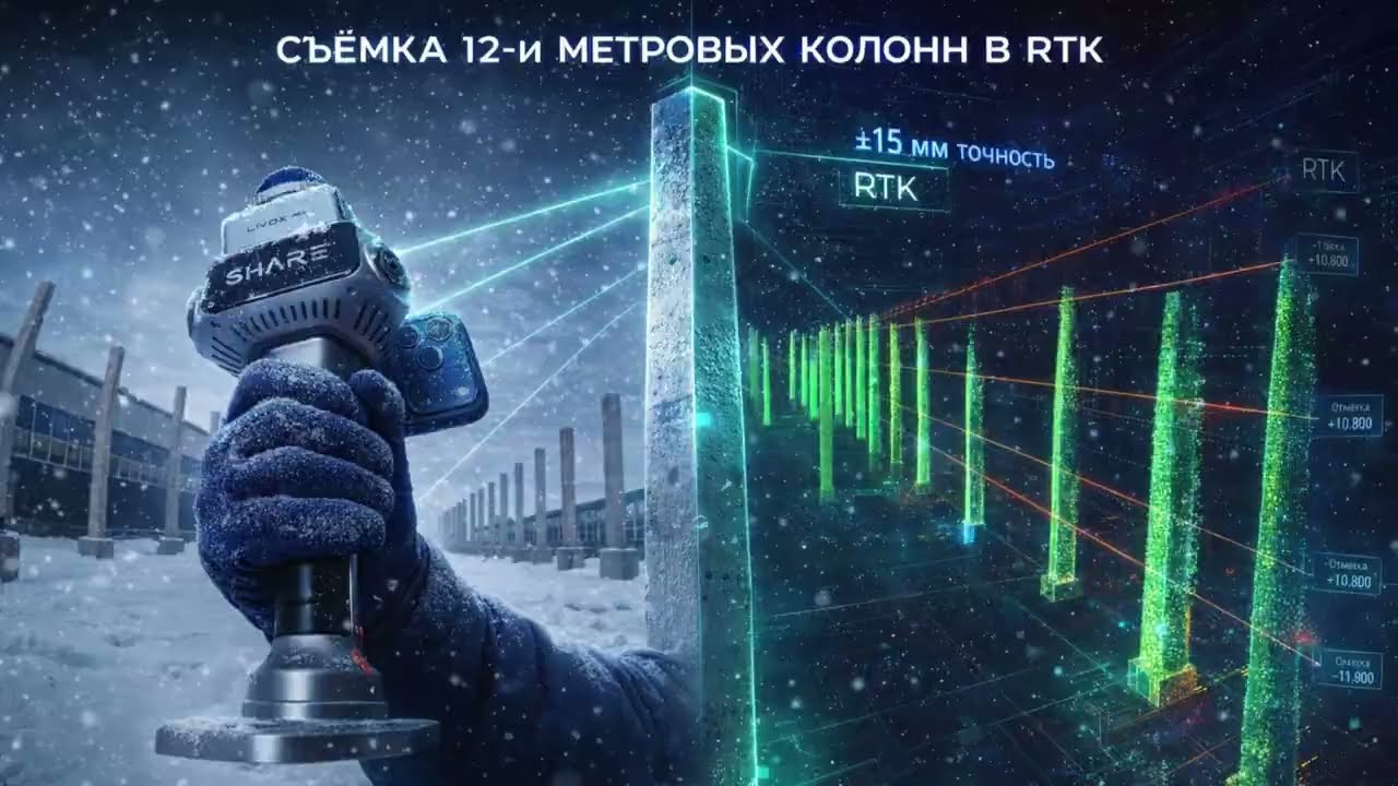 Scanning 12-meter columns with the SHARE S20 in RTK mode