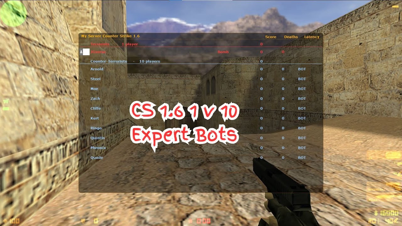 1 vs 10 Expert Bots in CS 1.6 | Insane Challenge! | 60FPS