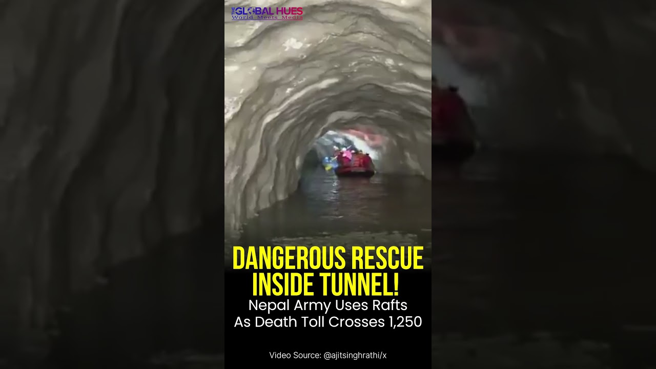 #dangerous Rescue Inside #tunnel 🚨 #nepalarmy Uses Rafts As #deathtoll Crosses 1,250 #trishuliriver