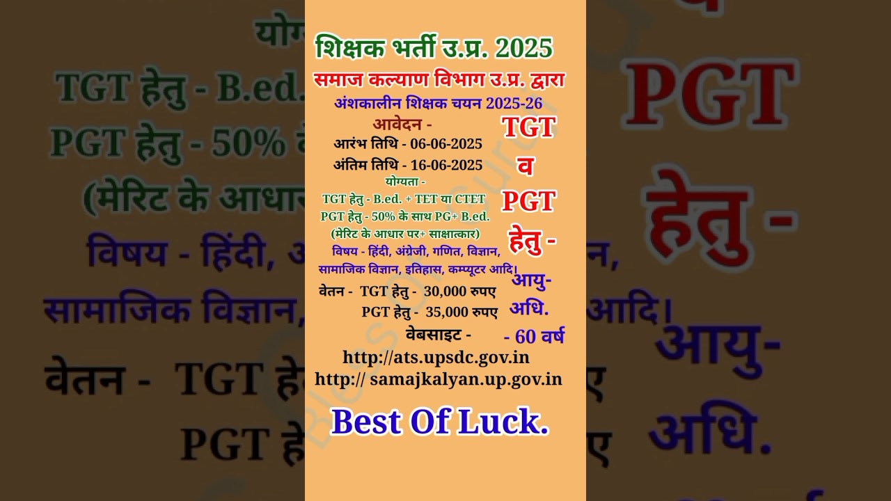 UP Teacher Vacancy 2025|UP TGT PGT Latest News|UP Shikshak Bharti Samaj Kalyan#Sarvoday Vidyalay#
