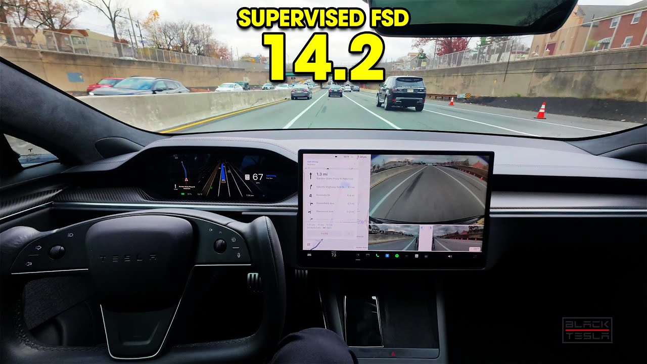 Tesla FSD 14.2 &mdash; шоссейный драйв