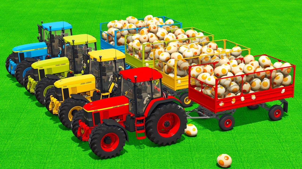 LOAD AND TRANSPORT DINOSAUR EGGS WITH JOHN DEERE TRACTORS & DEUTZ LOADERS - Farming Simulator 25