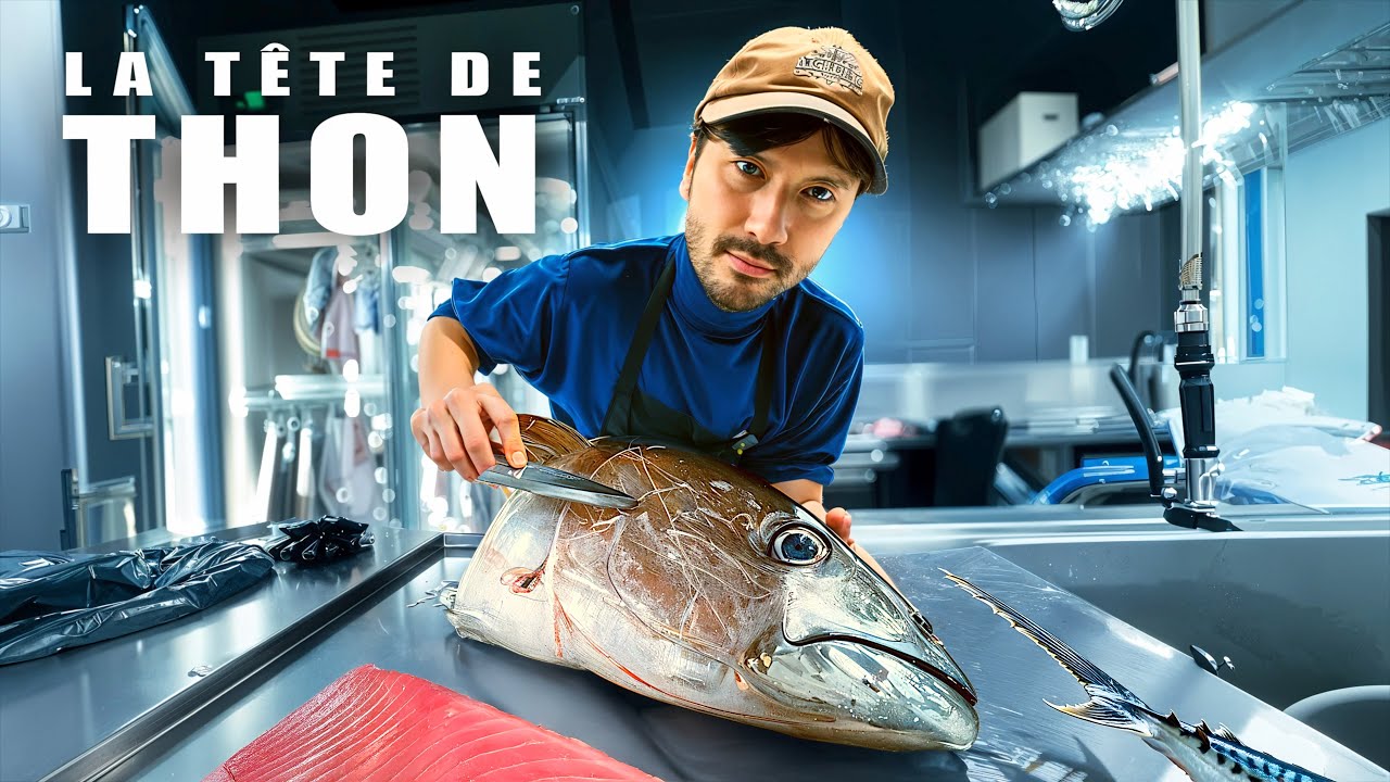 On découpe une tête de thon