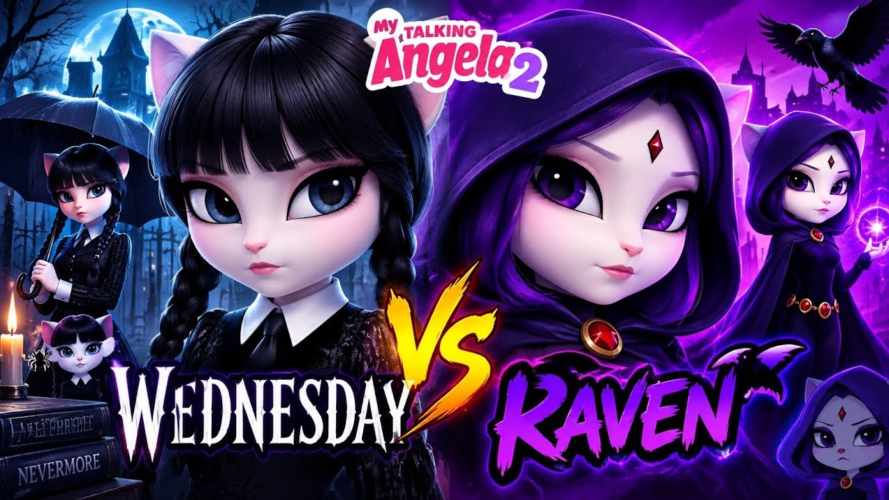 Wednesday vs Raven in My Talking Angela 2 😱🖤💜 | Epic Cosplay Battle!