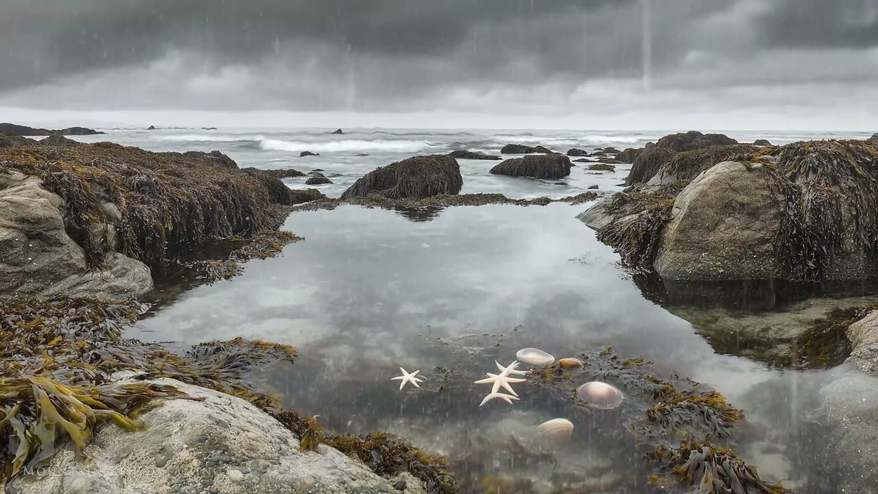 Relax in a Hidden Cove with Tide Pools, Soft Rain, and the Gentle Sounds of the Ocean