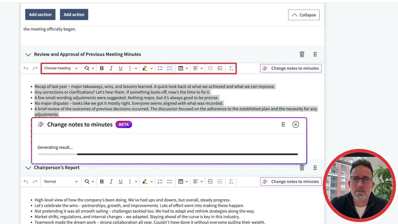 AI Smart Minutes for Diligent Boards