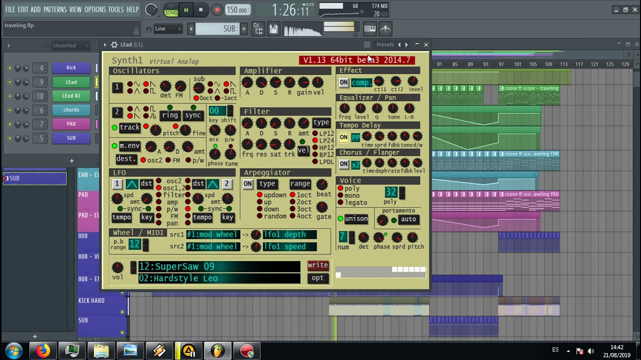 probando Synth1 (Hardstyle FL studio)