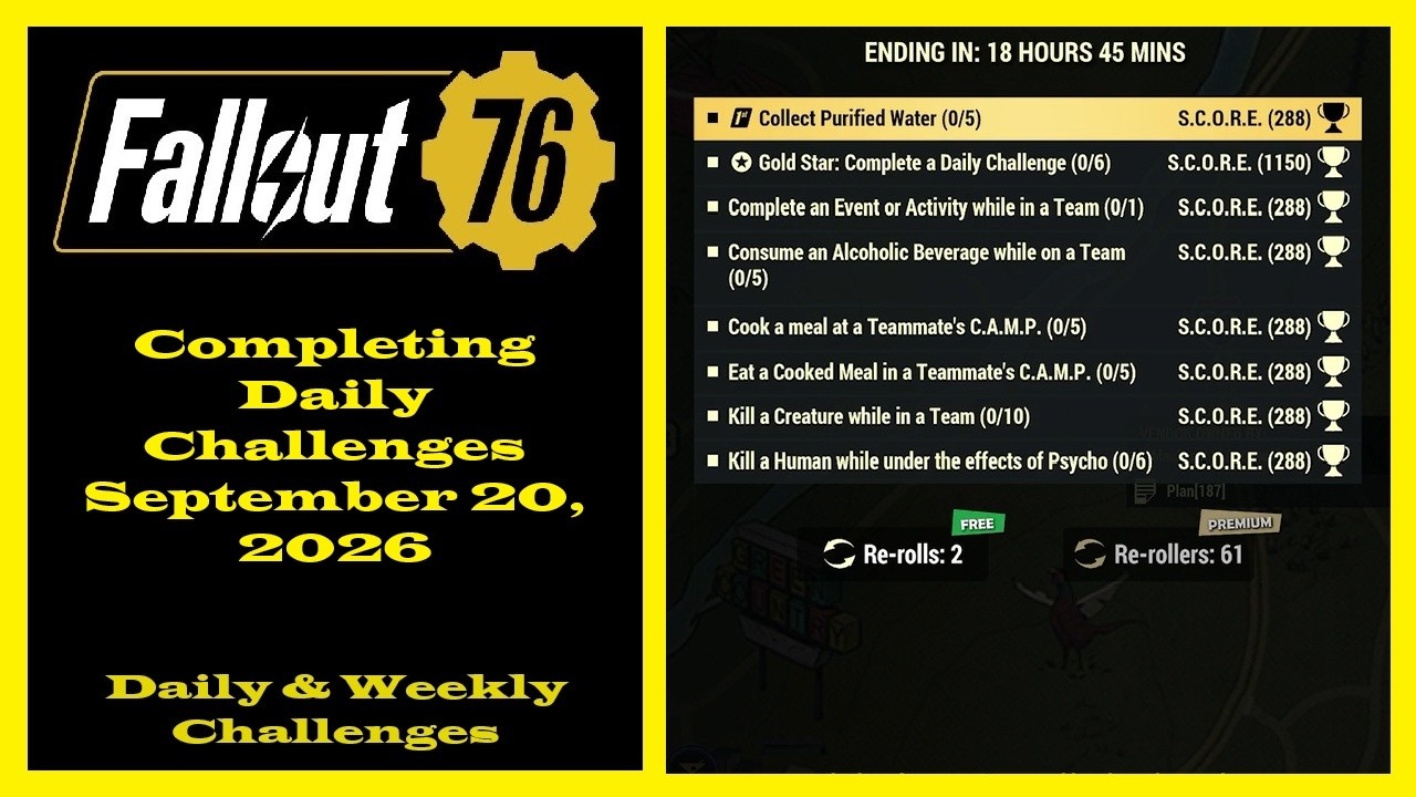 Completing Daily Challenges For September 20, 2026 - Fallout 76 Daily Challenges Guide