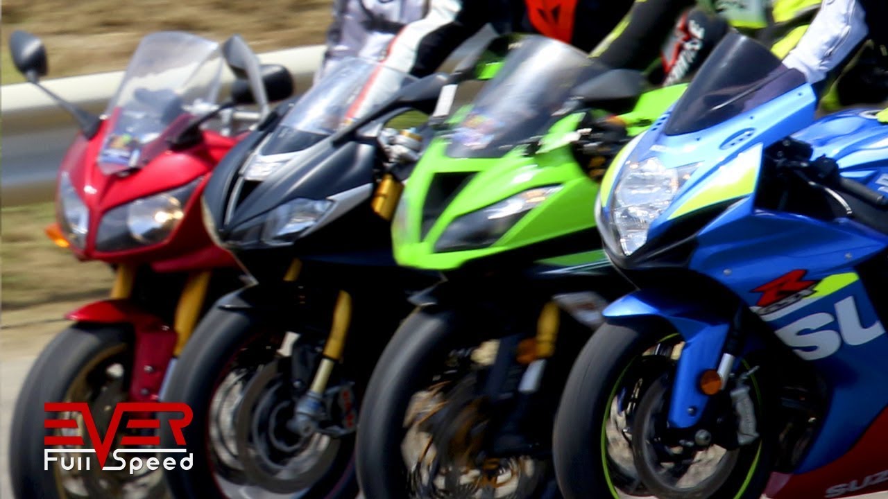FZ1-S vs Triumph Daytona 675R vs Ninja ZX-6R vs GSXR 600 vs Mustistrada vs Z1000 | Drag races