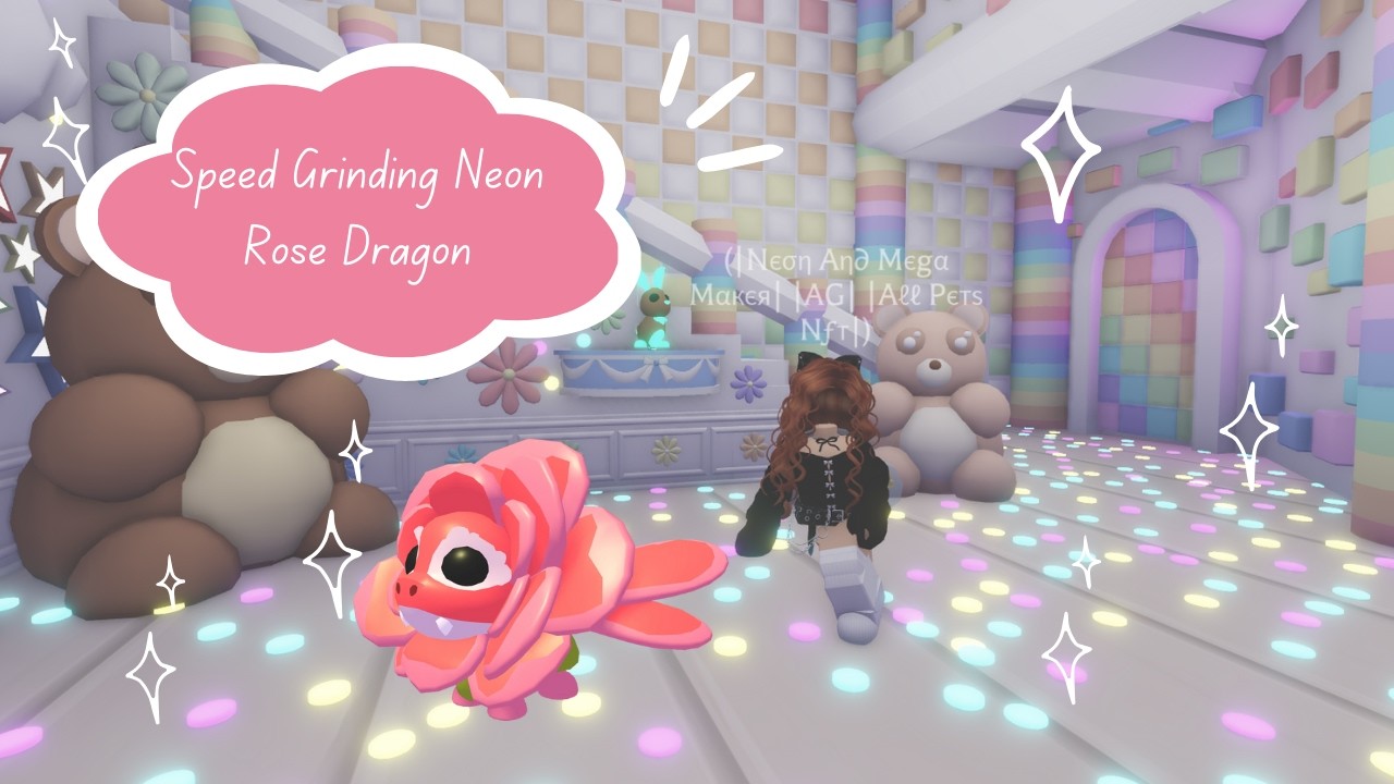 Speed grind of Neon Rose Dragon 🌹🐉- adopt me roblox