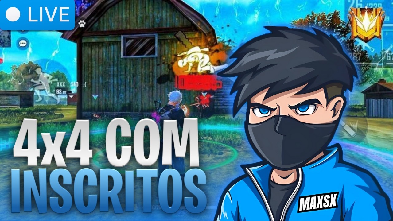 🔥 FREE FIRE AO VIVO 🔥 4X4 + 6X6 COM INSCRITOS 💥 BATEU META 30R$ = PREMIAÇÃO 🎁 SALA PERSONALIZADA 🔥