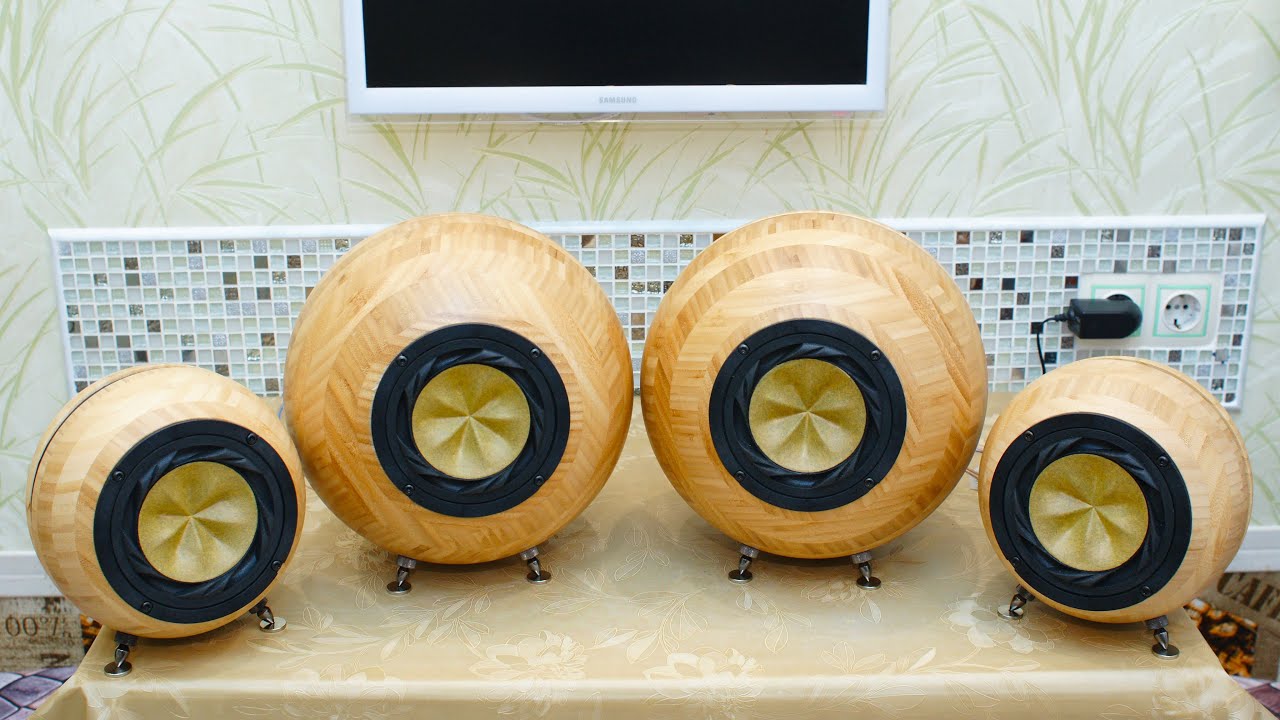 Сферическая широкополосная фазолинейная акустика на Fostex HPR в деревянных корпусах-салатниках IKEA