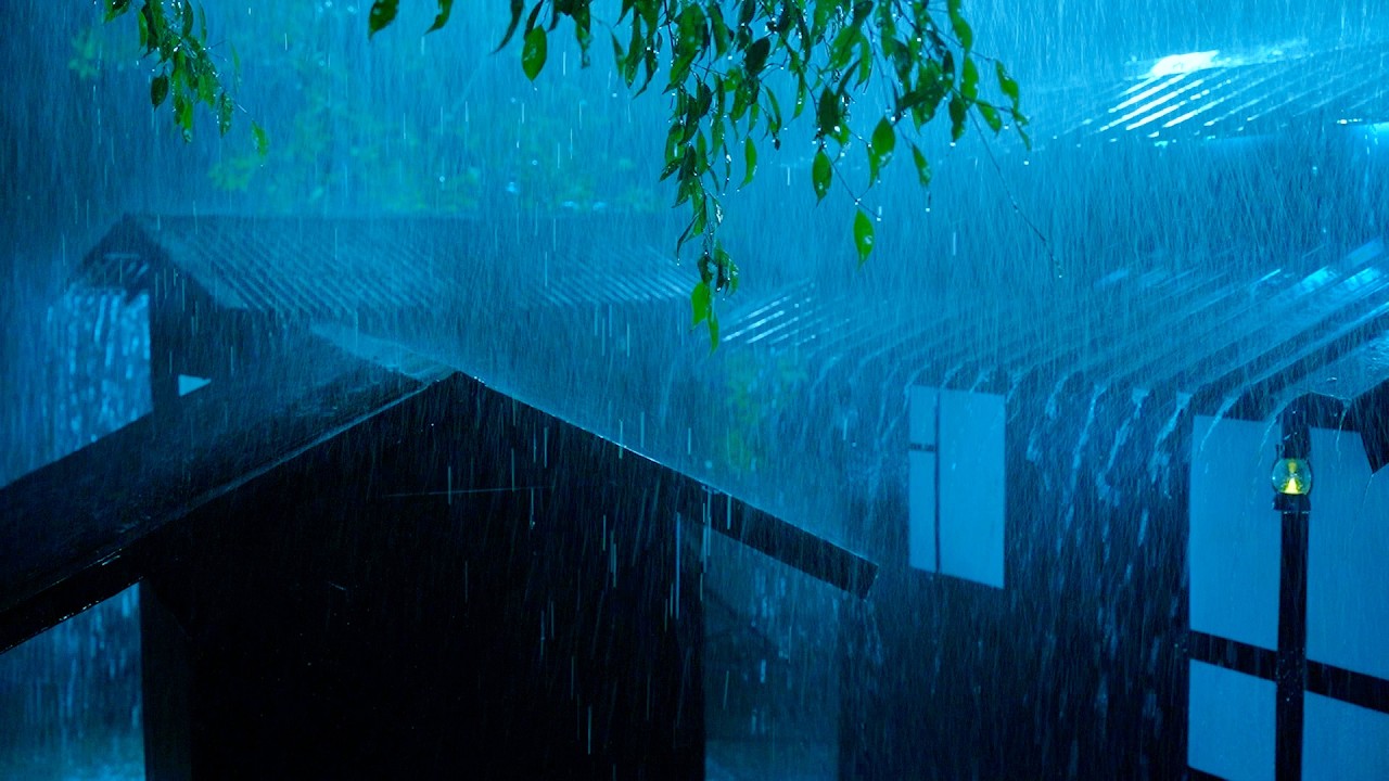 Uninterrupted Night Sleep with Heavy Rain on a Tin Roof and Powerful Thunder Sounds During Storm