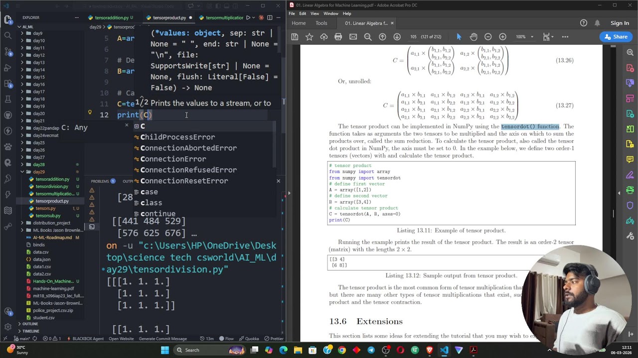 Learning AI From Zero –Vector & Matrices | Live Study With Me | Day 29