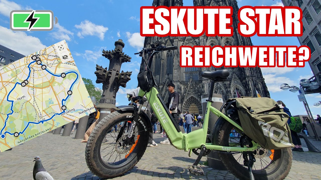 Eskute Star Reichweitentest vom Klapprad mit 25 Ah Akku des Pedelec Ebike mit 20 Zoll Fatreifen