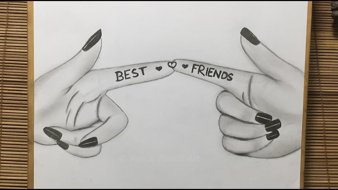 Friendship Day Drawing // How to Draw Best Friends Hand ( Step by Step Pencil Sketch )