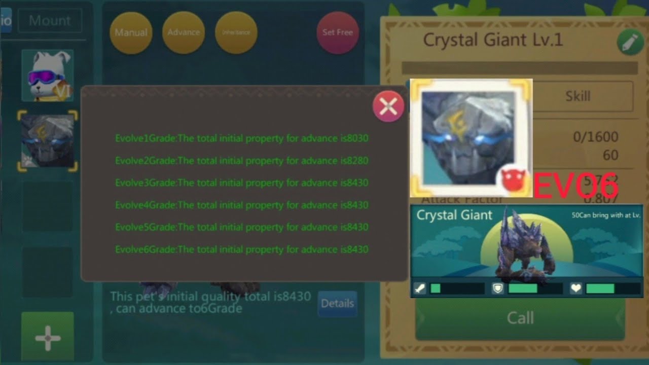 Utopia origin: Merge CRYSTAL GIANT ( Ghép pet người đá dành cho đá thủ)