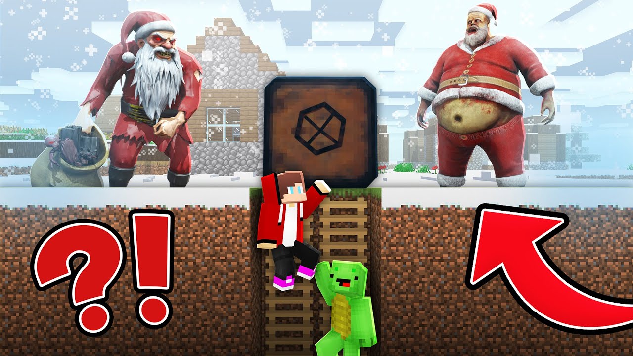 JJ and Mikey Created BUNKER to Survive EVIL SANTA in Minecraft!