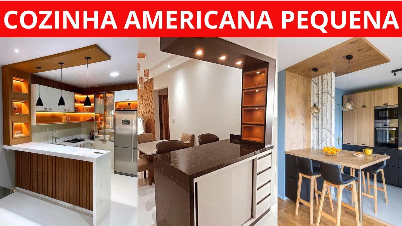 20 IDEIAS DE COZINHA AMERICANA PEQUENA COM BALC&Atilde;O 2025 | Modelos de cozinha pequena planejada