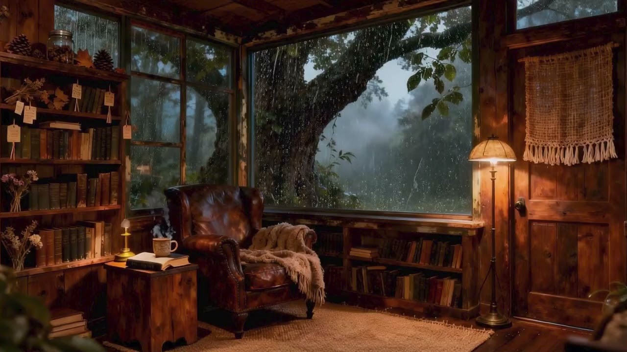雨天林間的書房#relaxing #rain #rainsounds #asmr #relax #peace #SleepSounds #HeavyRain #RainSound #빗소리