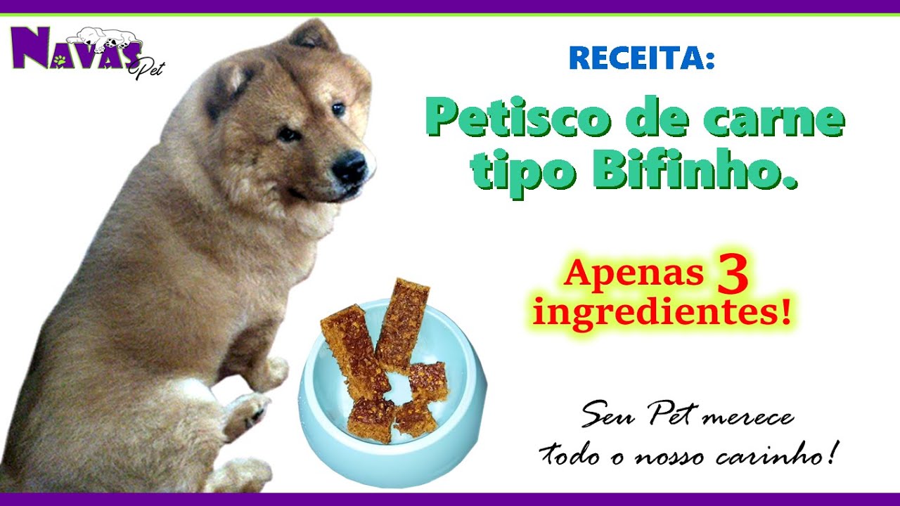 Petisco de carne tipo Bifinho p/ Cães e Gatos. Apenas 3 Ingredientes!