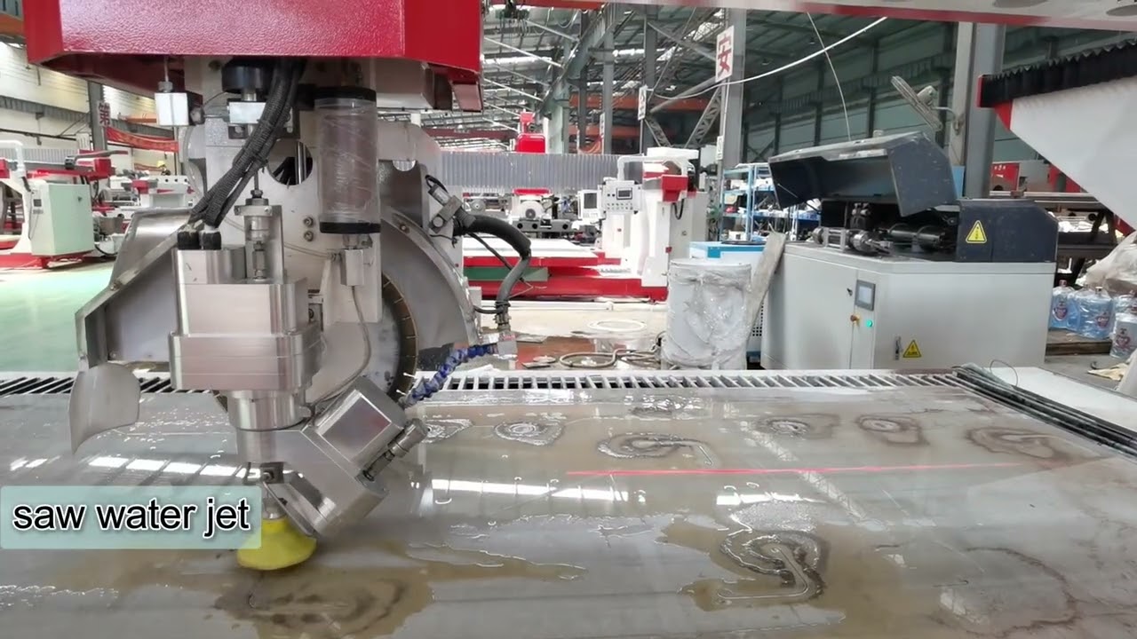HKNC-650J waterjet sawjet 5 Axis CNC bridge saw water jet Stone  cutting machine for granite marble