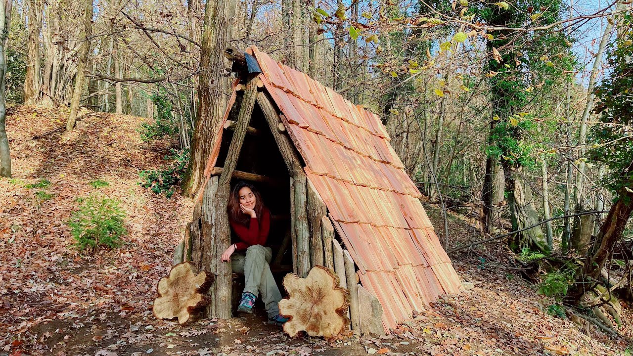 28 Days Building a Viking Hut in Middle of the Forest! Amazing Survival Shelter with Fire Inside