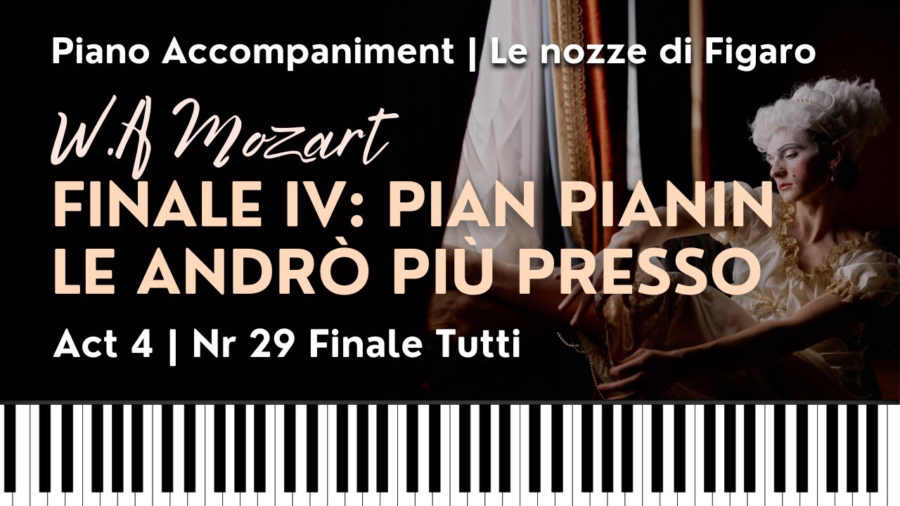 PIAN PIANIN LE ANDRÒ PIÙ PRESSO (Mozart) Nr 29 Act 4 Finale LE NOZZE DI FIGARO Piano accompaniment