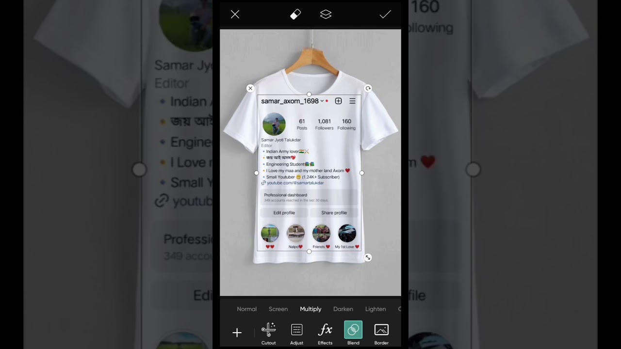 T shirt Me Instagram Screen shot Photo Editing  #shorts #viral