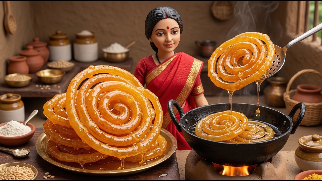 Miniature Doll Massive Jalebi Cooking ASMR | Village Tiny Kitchen