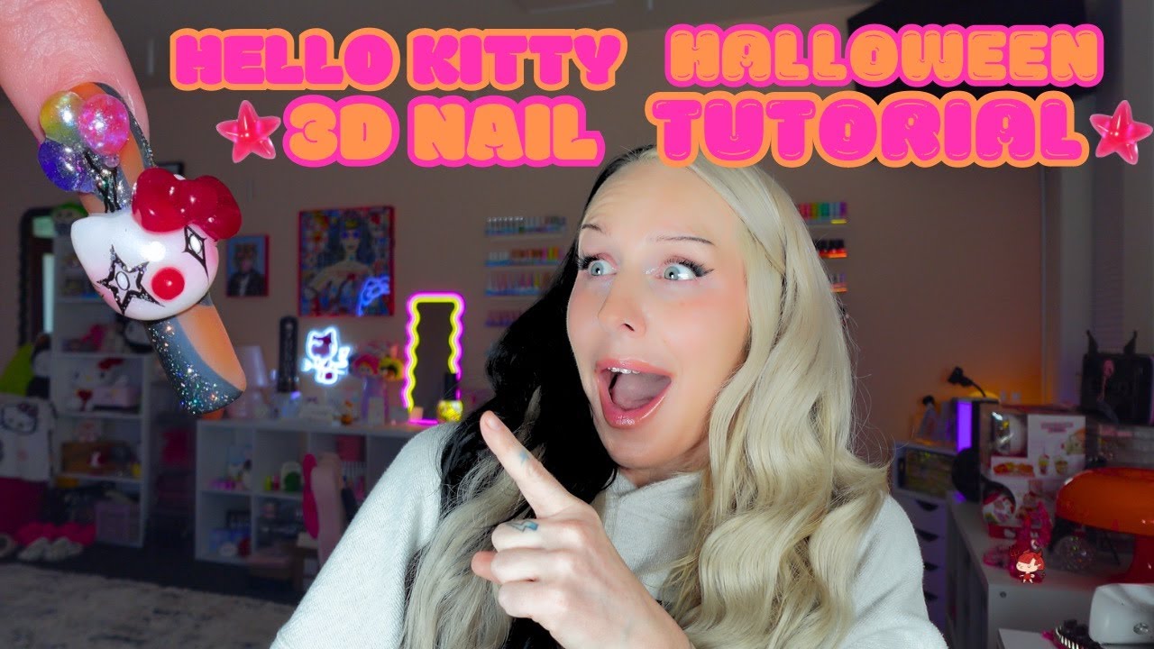 ⭐️⭐︎⋆Урок по маникюру на Хэллоуин в стиле Hello Kitty!⋆⭐︎⭐️ 3D-дизайн ногтей и тестирование новых...