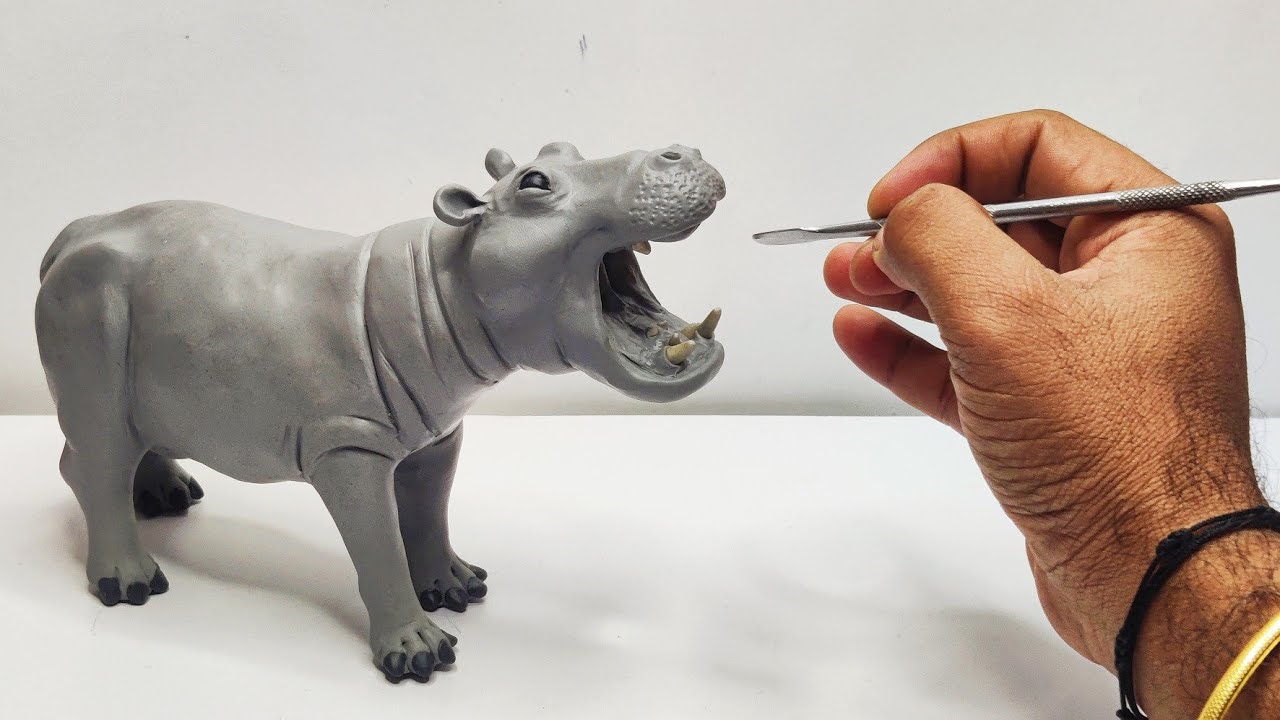 Amazing 🔥: How to make Realistic Hippo out of clay | Diy art animals